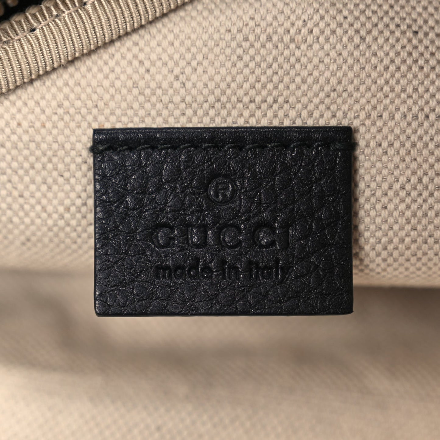 Gucci Grained Calfskin Logo Belt Bag Black