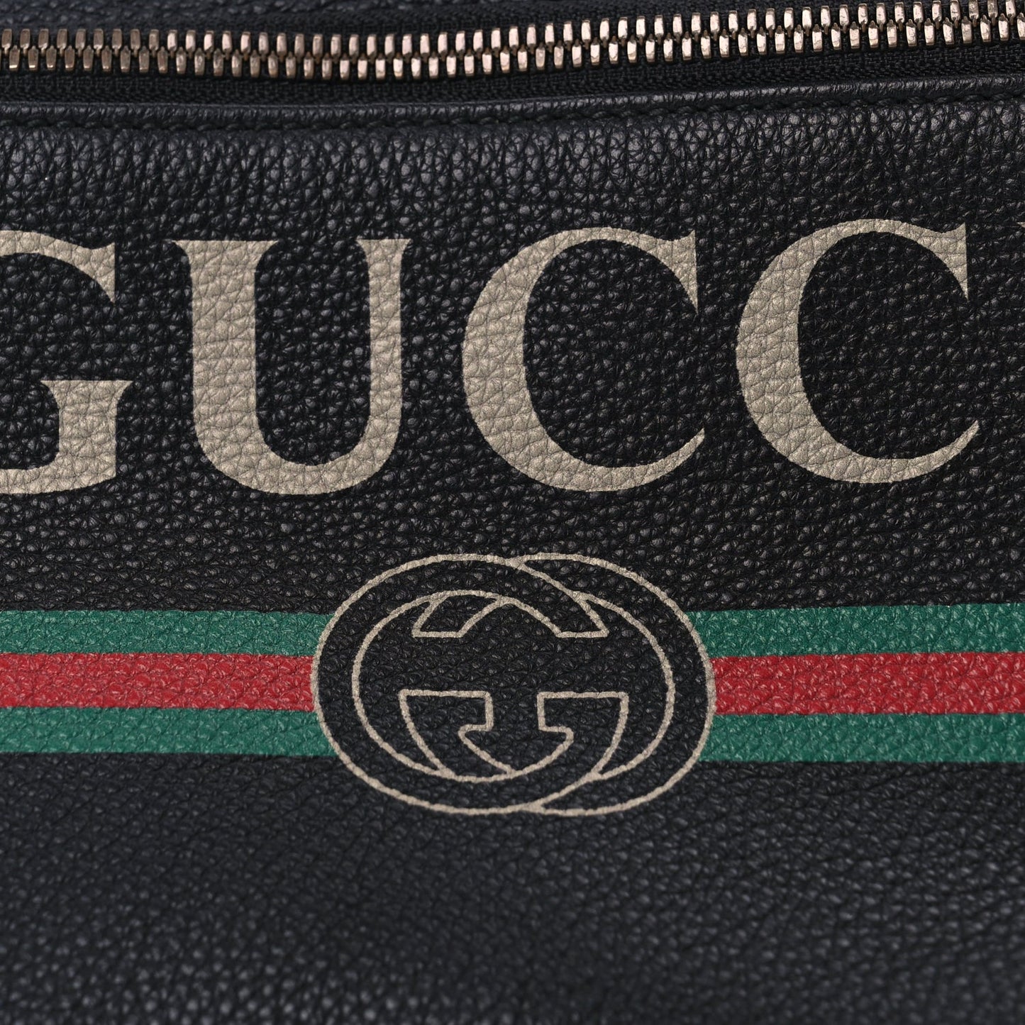 Gucci Grained Calfskin Logo Belt Bag Black