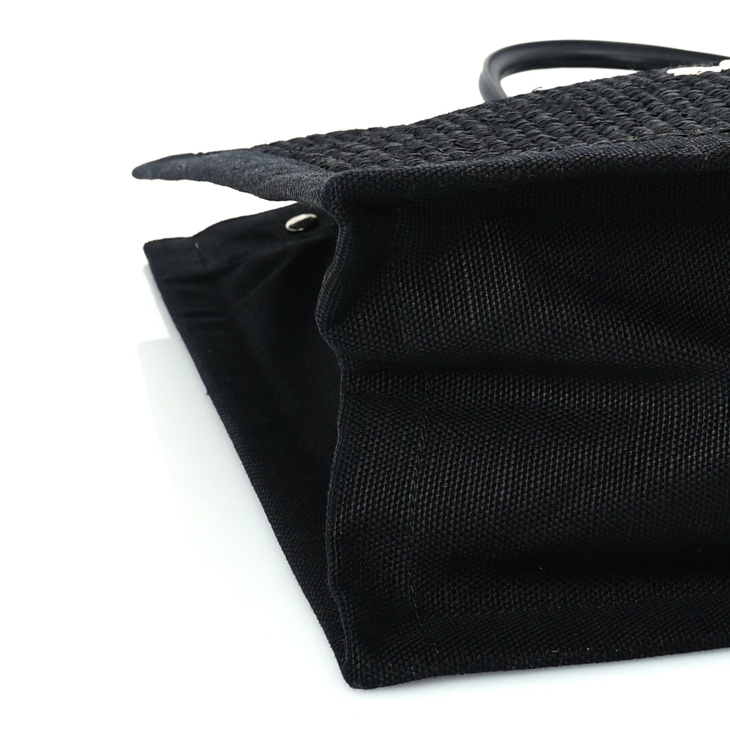 Saint Laurent Raffia Linen Calfskin Rive Gauche Tote  Black