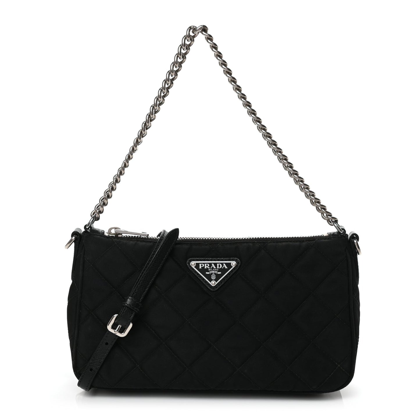 Prada Nylon Tessuto Impuntu Quilted Crossbody Bag Black