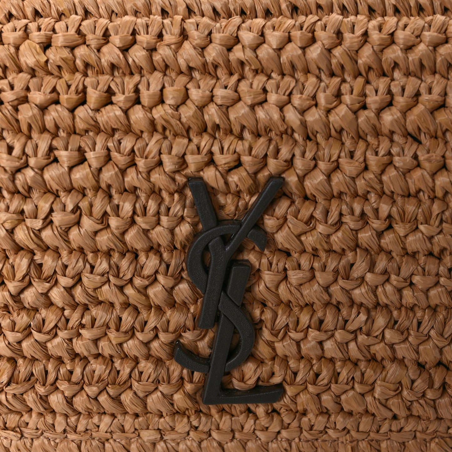 Saint Laurent Raffia Calfskin Monogram Medium Niki Chain Satchel Natural