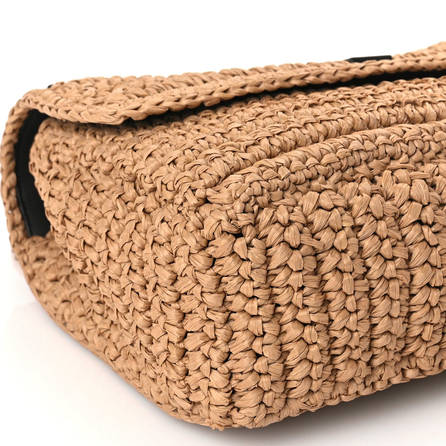 Saint Laurent Raffia Calfskin Monogram Medium Niki Chain Satchel Natural