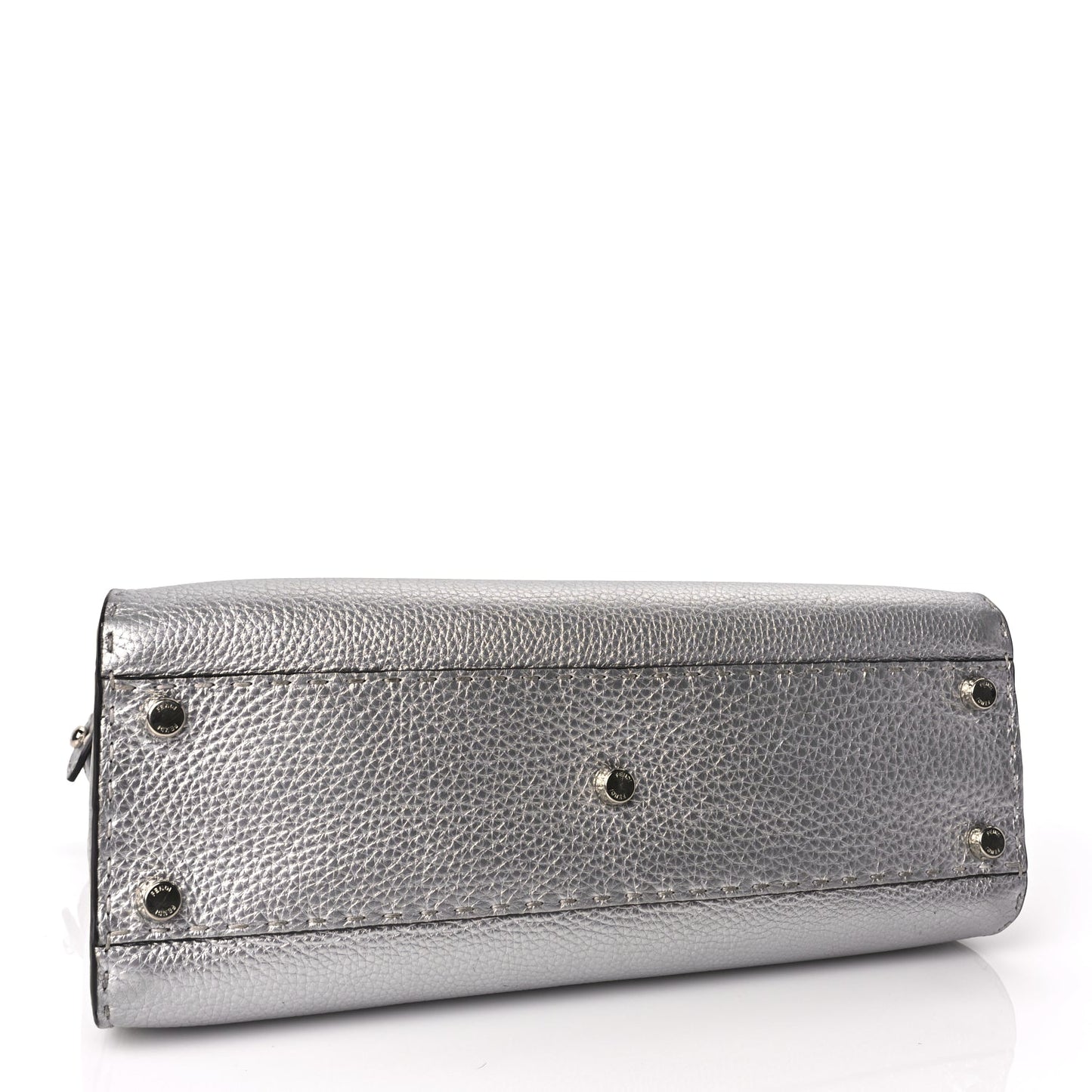 Fendi Cuoio Romano Lux Selleria Medium Peekaboo Iconic Satchel Argento
