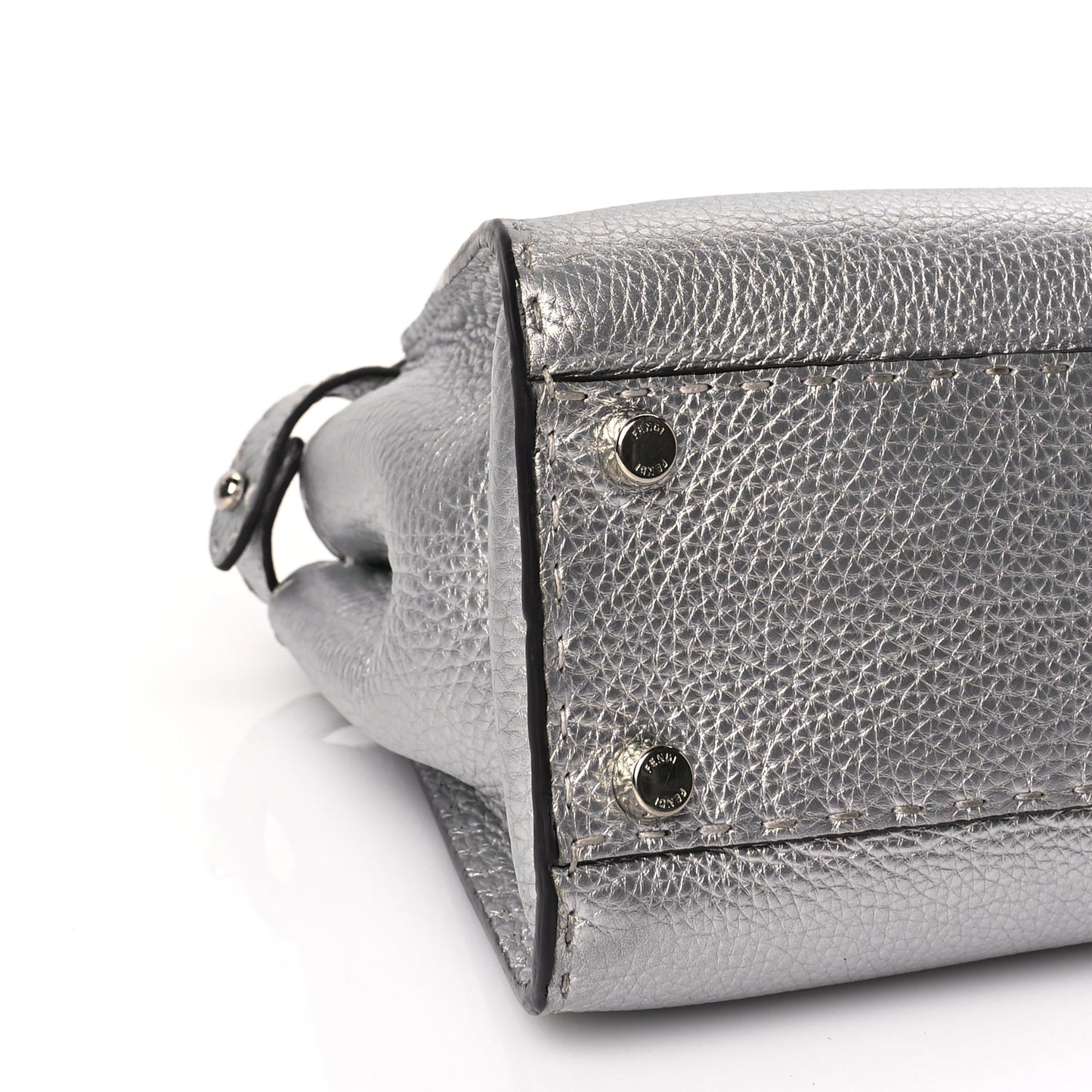 Fendi Cuoio Romano Lux Selleria Medium Peekaboo Iconic Satchel Argento