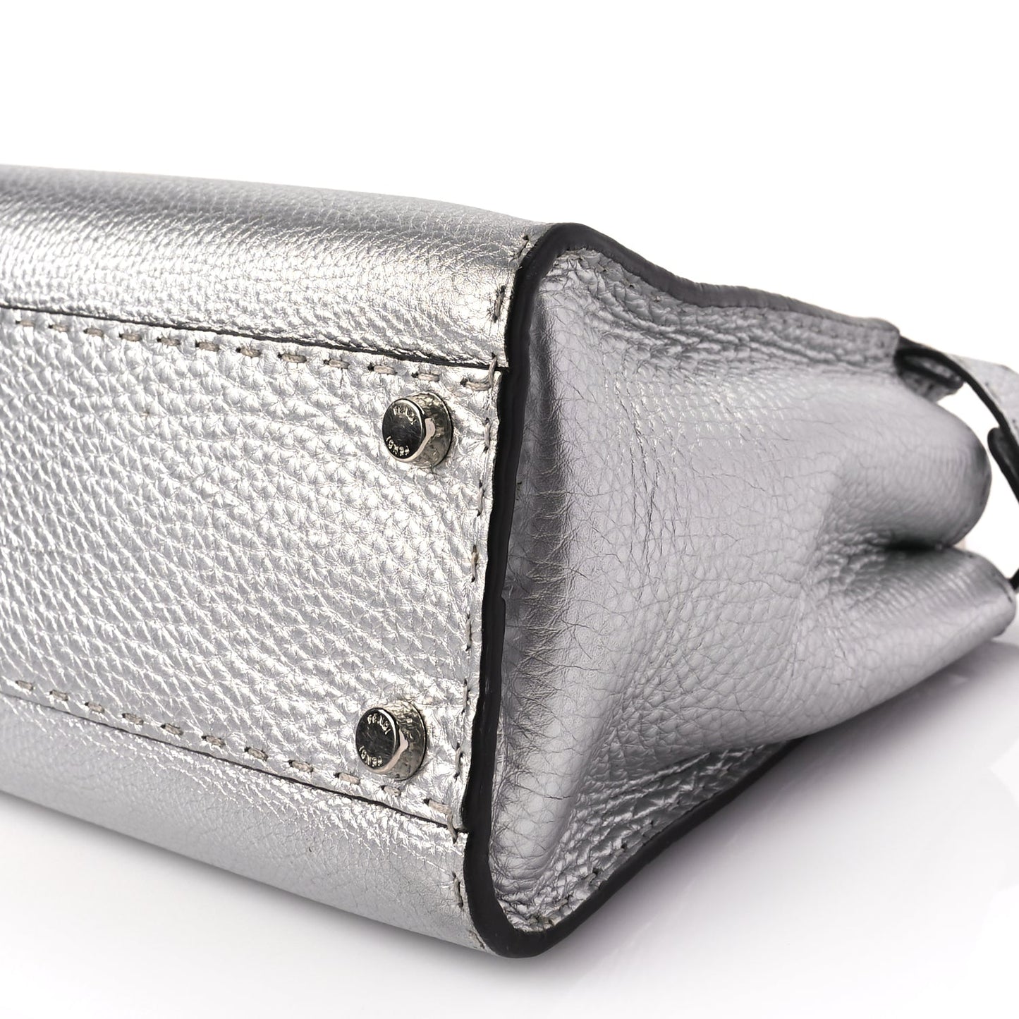 Fendi Cuoio Romano Lux Selleria Medium Peekaboo Iconic Satchel Argento