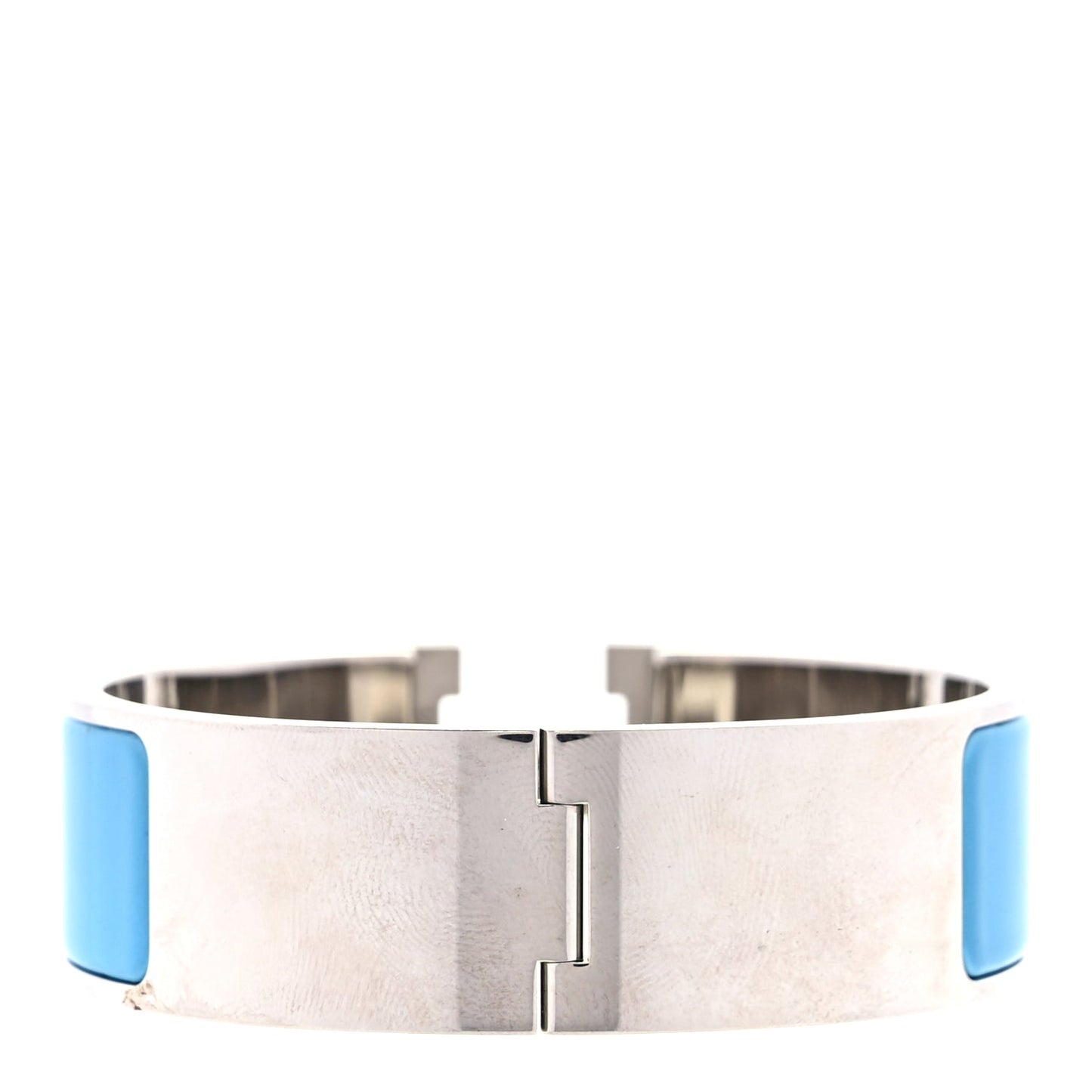 Hermes Enamel Wide Clic Clac H Bracelet PM  Blue Jean