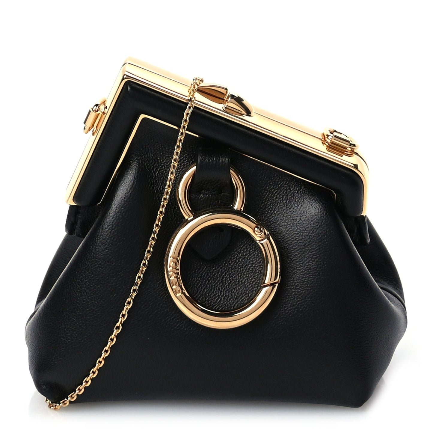 Fendi FENDI Shiny Nappa Nano Fendi First Bag Charm Black