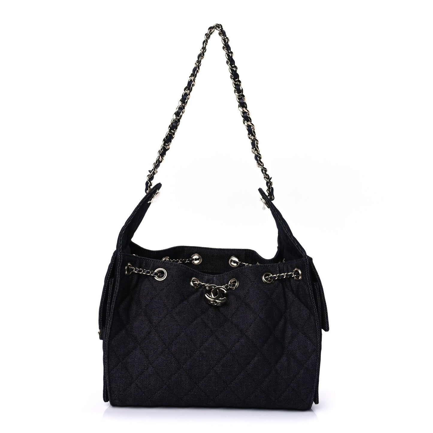 Chanel Denim Quilted Small Chanel 25 Handbag Dark Blue