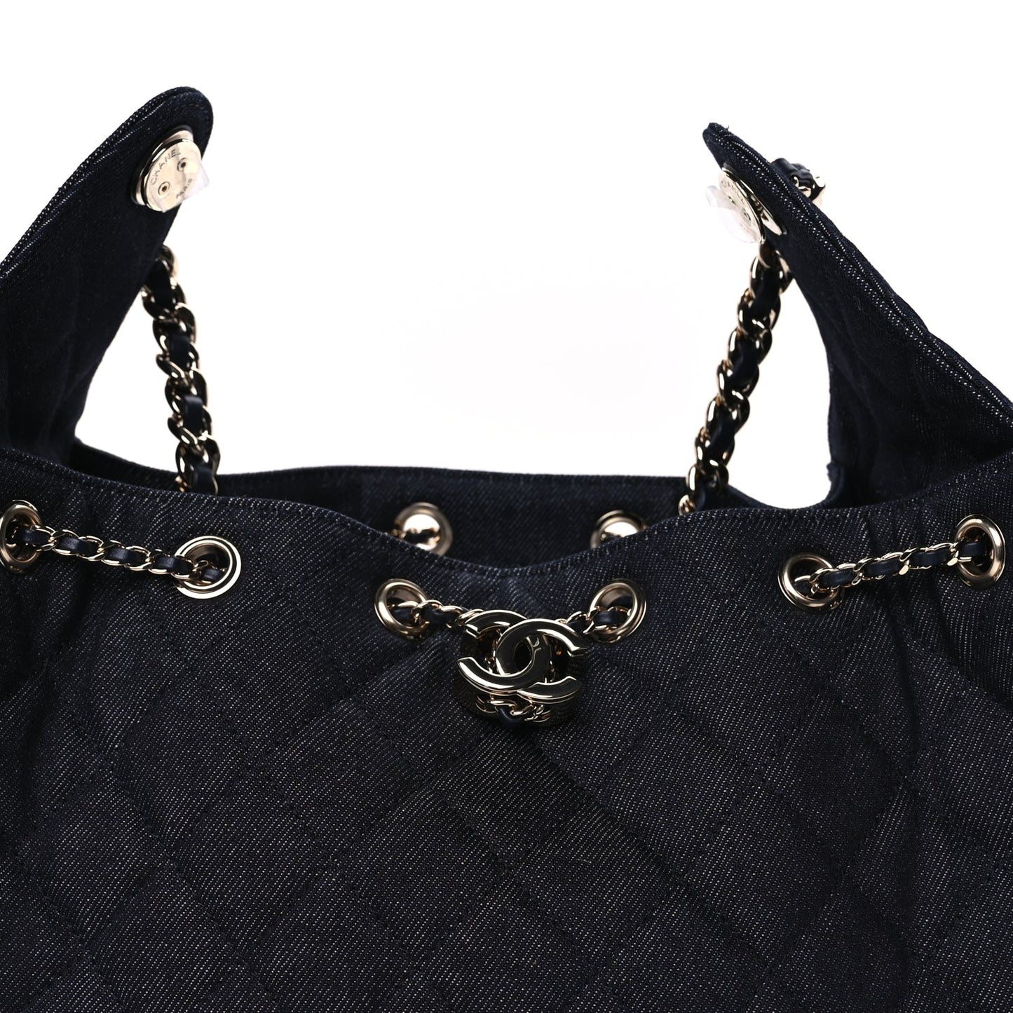 Chanel Denim Quilted Small Chanel 25 Handbag Dark Blue
