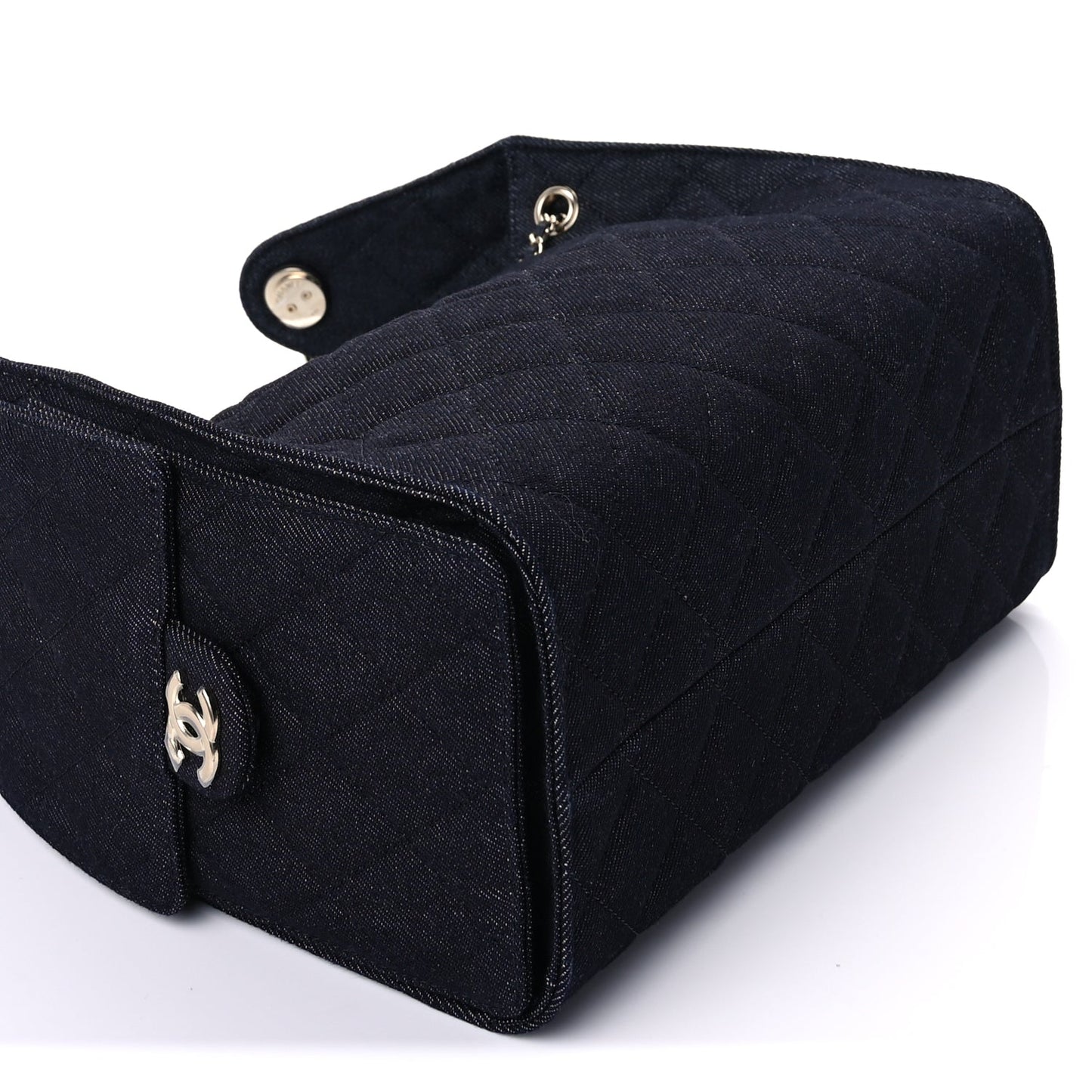 Chanel Denim Quilted Small Chanel 25 Handbag Dark Blue