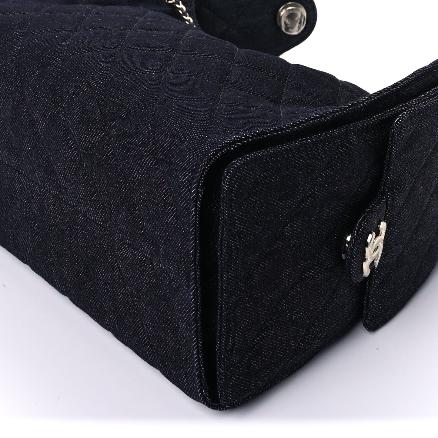 Chanel Denim Quilted Small Chanel 25 Handbag Dark Blue