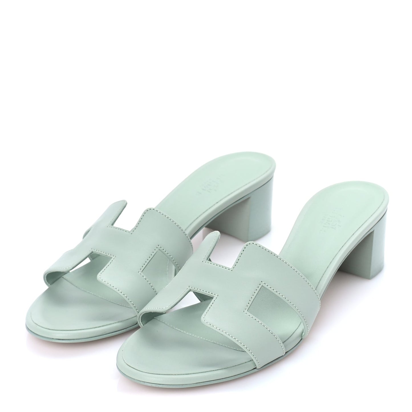 Hermes Calfskin Oasis Sandals 39.5 Vert D'eau