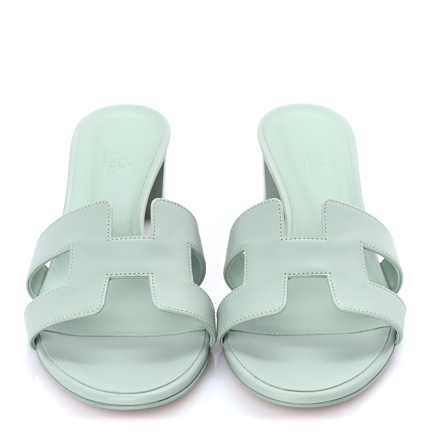 Hermes Calfskin Oasis Sandals 39.5 Vert D'eau