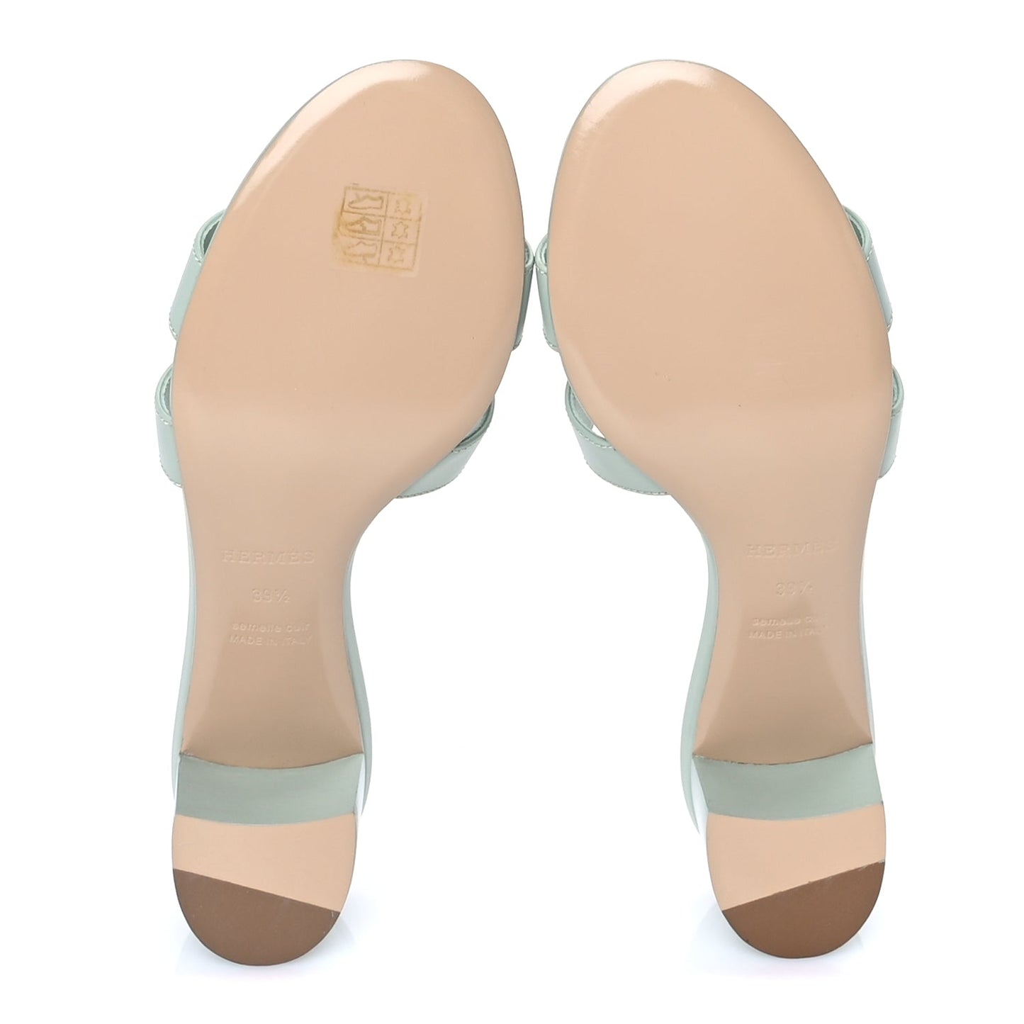 Hermes Calfskin Oasis Sandals 39.5 Vert D'eau