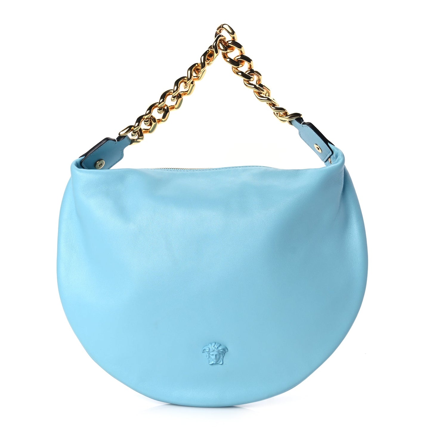 Versace Calfskin La Medusa Chain Hobo Baby Blue