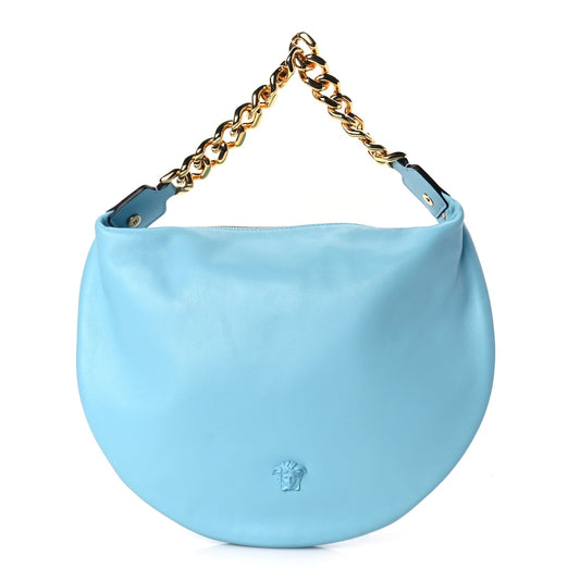 Versace Calfskin La Medusa Chain Hobo Baby Blue