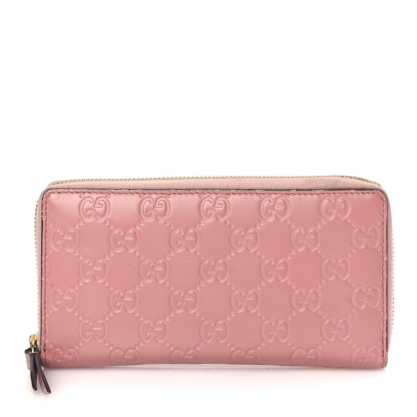 Gucci Guccissima Signature Zip Around Wallet Soft Pink