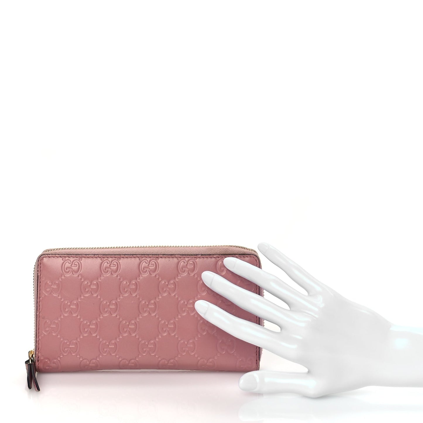 Gucci Guccissima Signature Zip Around Wallet Soft Pink
