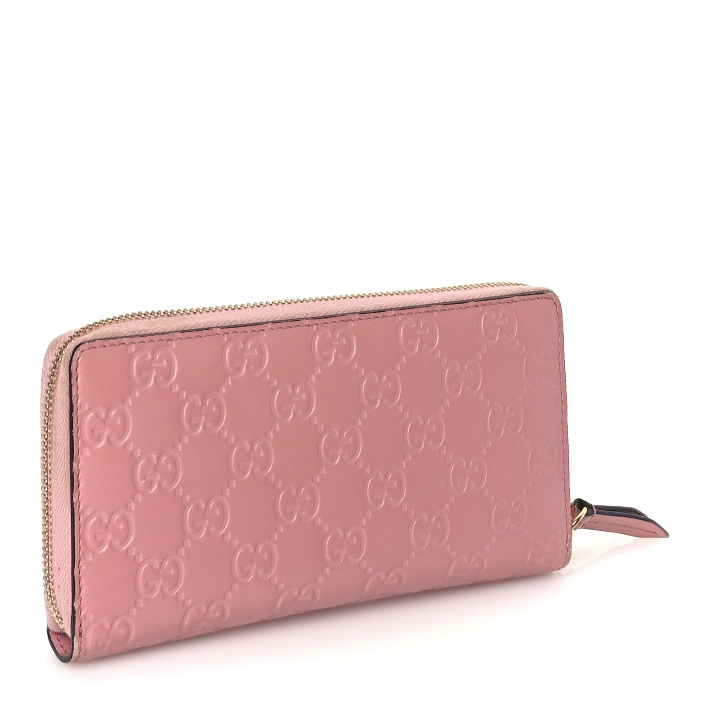 Gucci Guccissima Signature Zip Around Wallet Soft Pink