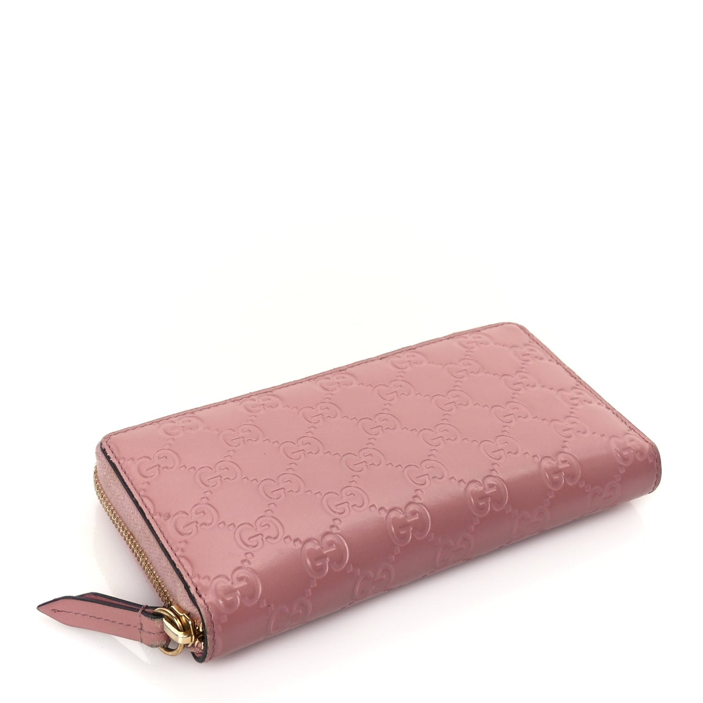 Gucci Guccissima Signature Zip Around Wallet Soft Pink