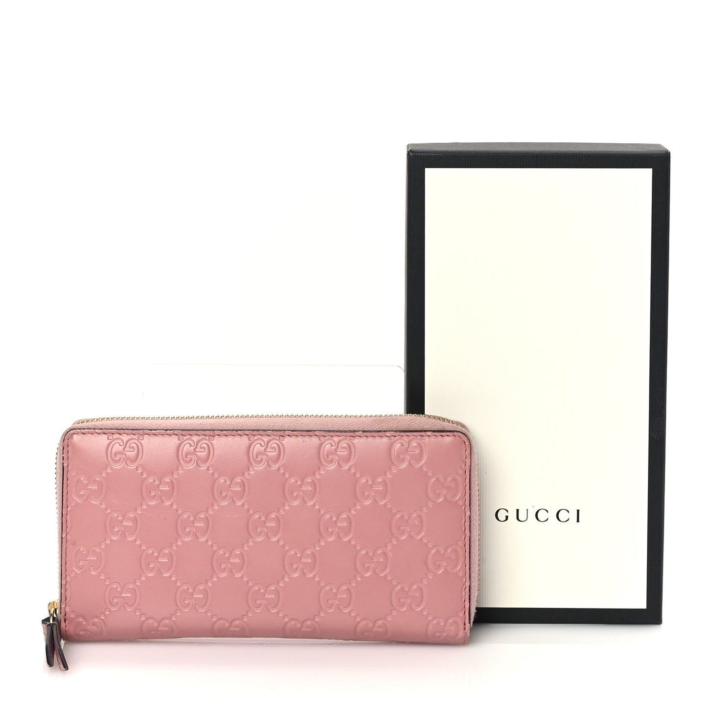 Gucci Guccissima Signature Zip Around Wallet Soft Pink