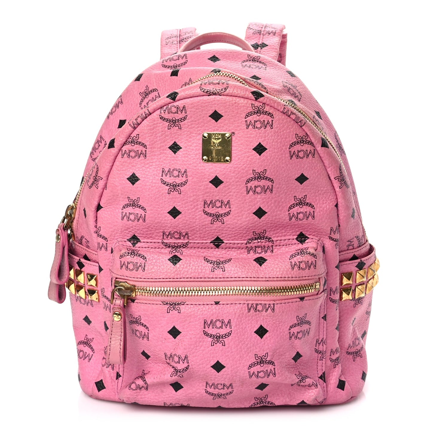 MCM Visetos Small Side Stud Stark Backpack Pink