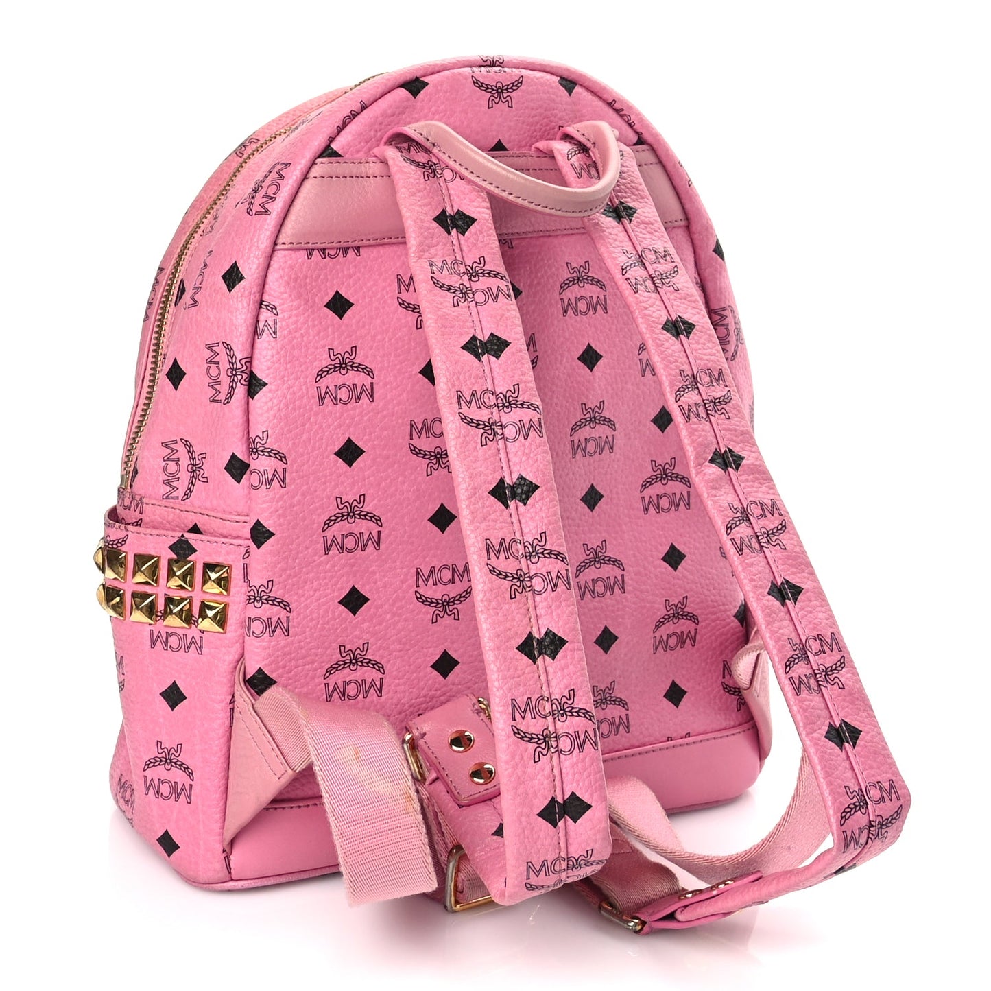 MCM Visetos Small Side Stud Stark Backpack Pink