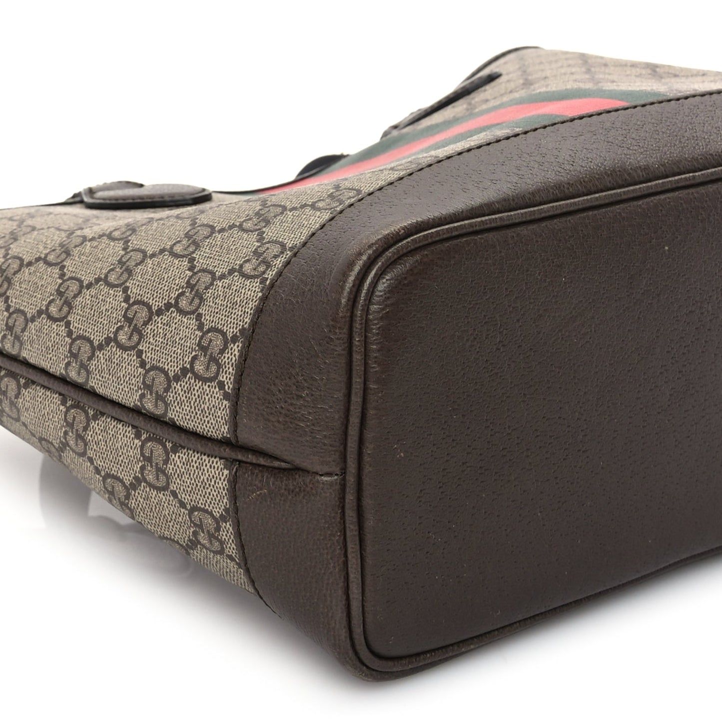 Gucci GG Supreme Monogram Textured Dollar Calfskin Web Small Ophidia Tote Beige Ebony New Acero