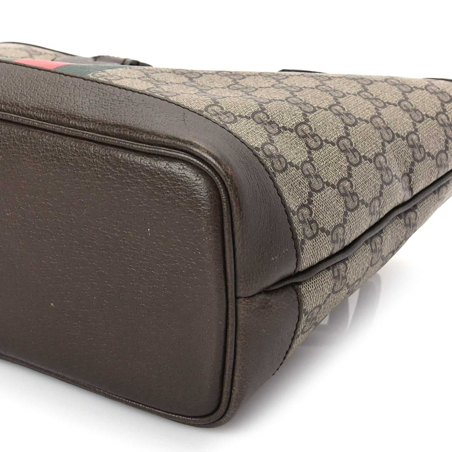 Gucci GG Supreme Monogram Textured Dollar Calfskin Web Small Ophidia Tote Beige Ebony New Acero