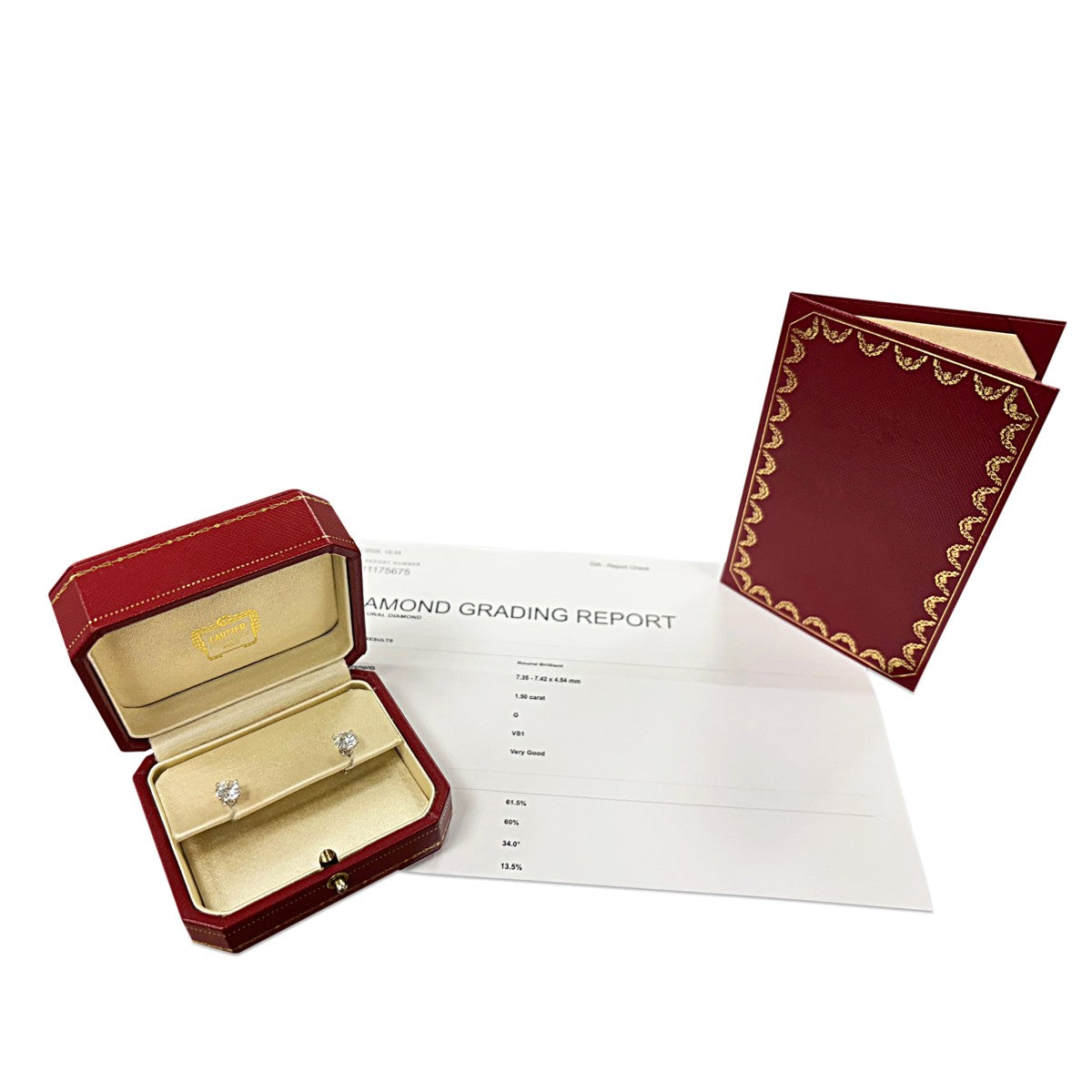 Cartier Solitaire Brilliant Cut Diamond Stud Earrings - Platinum