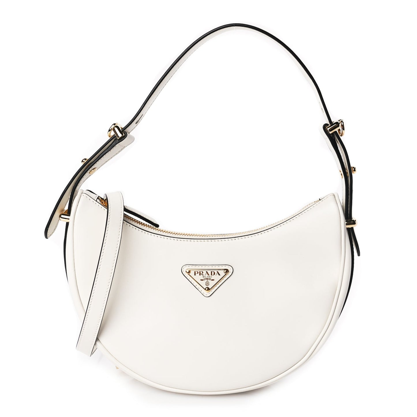 Prada Soft Calfskin Mini Arque Shoulder Bag White