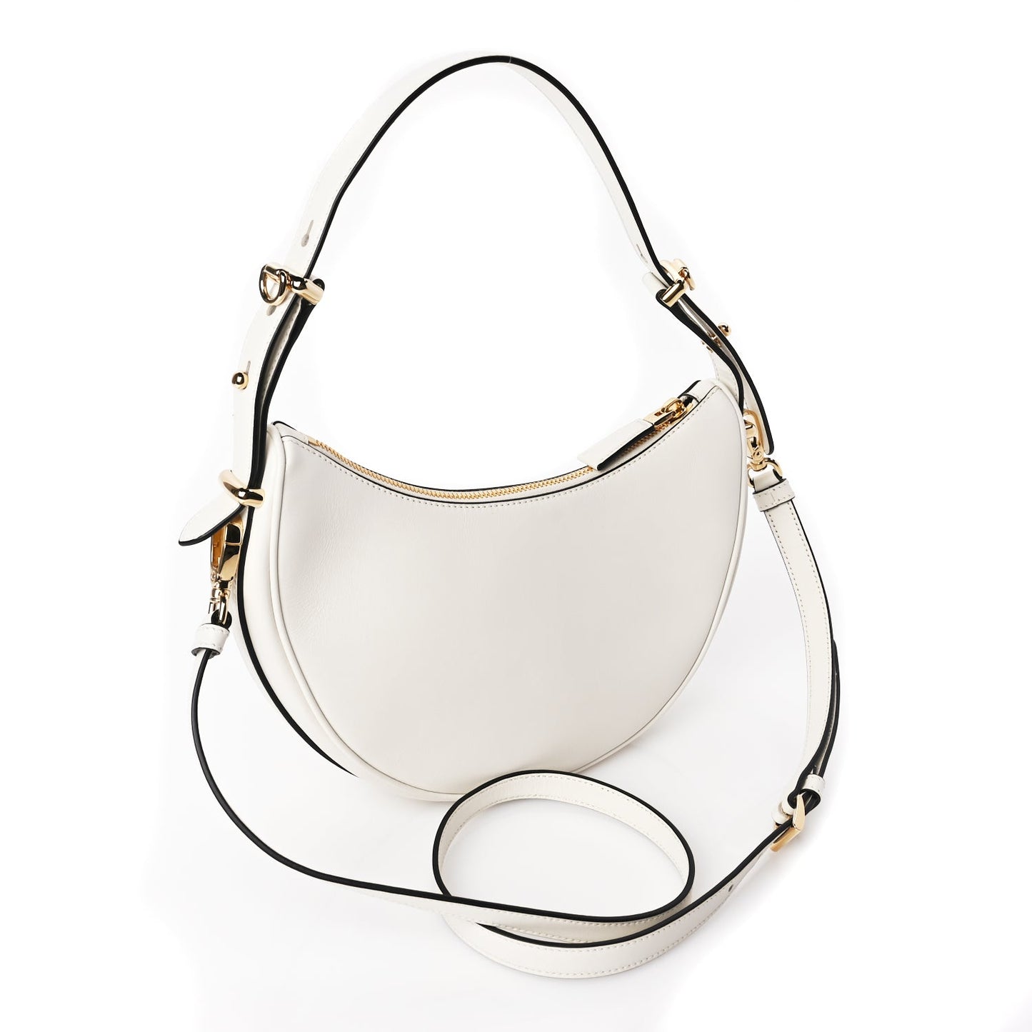 Prada Soft Calfskin Mini Arque Shoulder Bag White