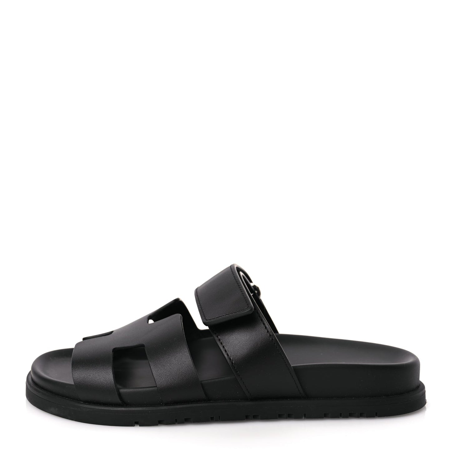Hermes Calfskin Womens Chypre Sandals 36.5 Black
