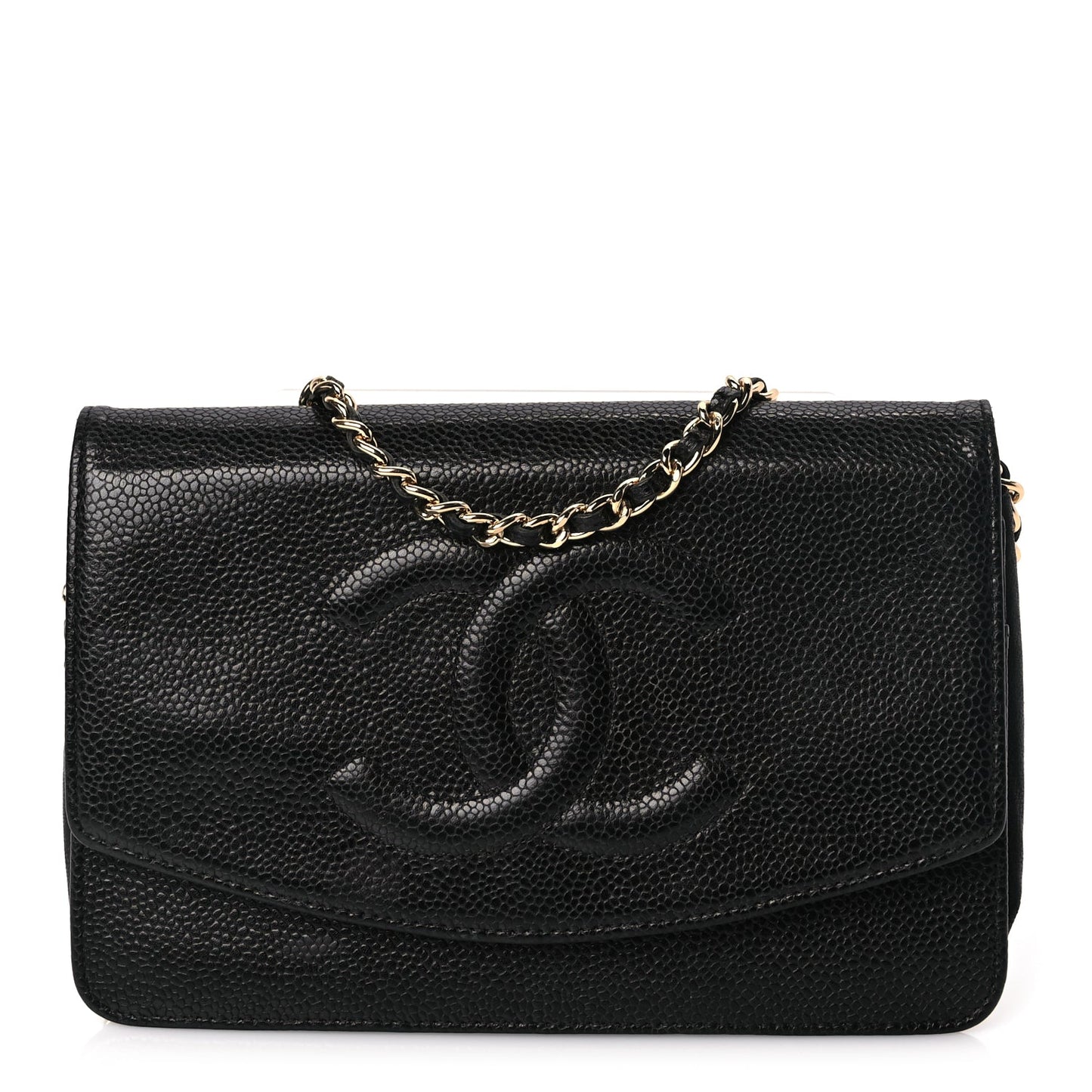 Chanel Caviar Timeless CC Wallet On Chain WOC Black
