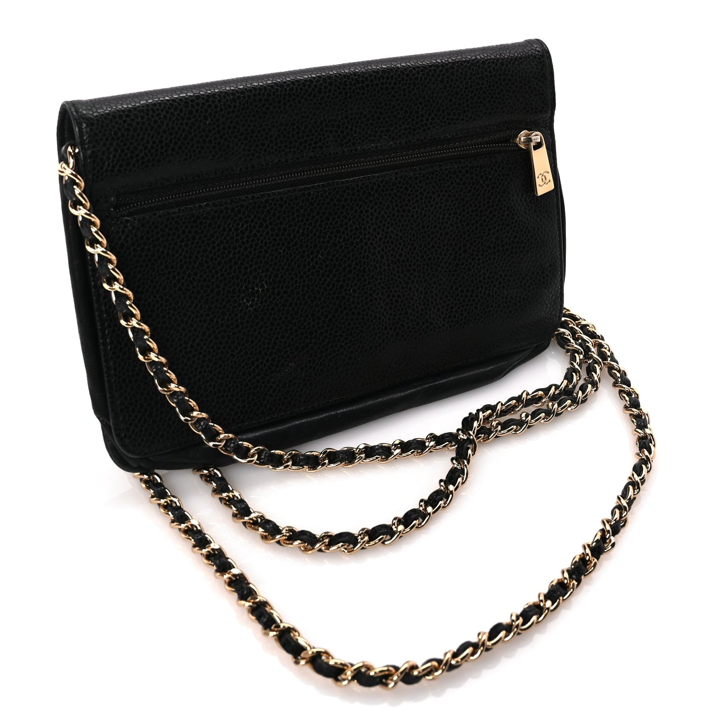 Chanel Caviar Timeless CC Wallet On Chain WOC Black