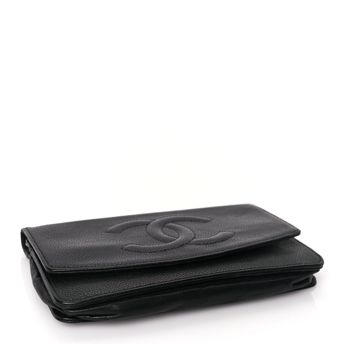 Chanel Caviar Timeless CC Wallet On Chain WOC Black