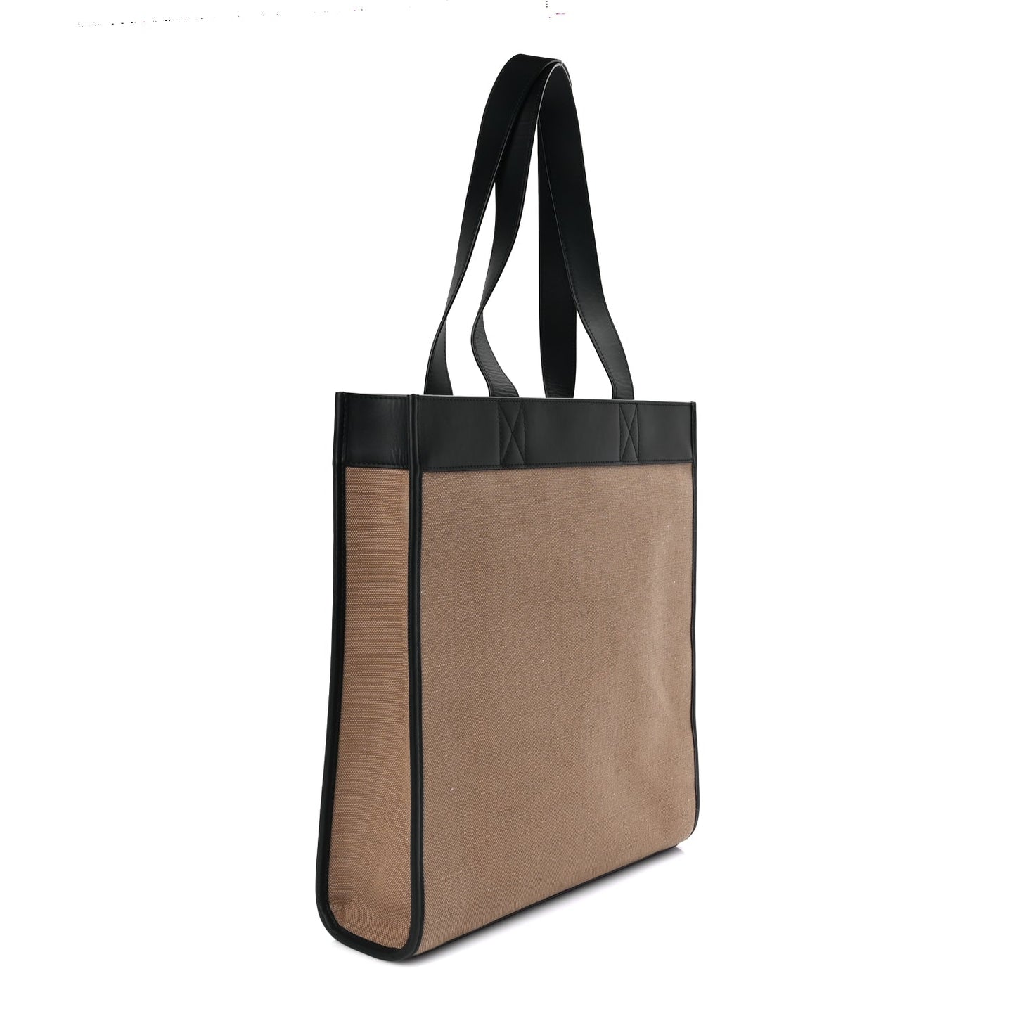 Burberry Canvas Smooth Calfskin Tote  Black Camel
