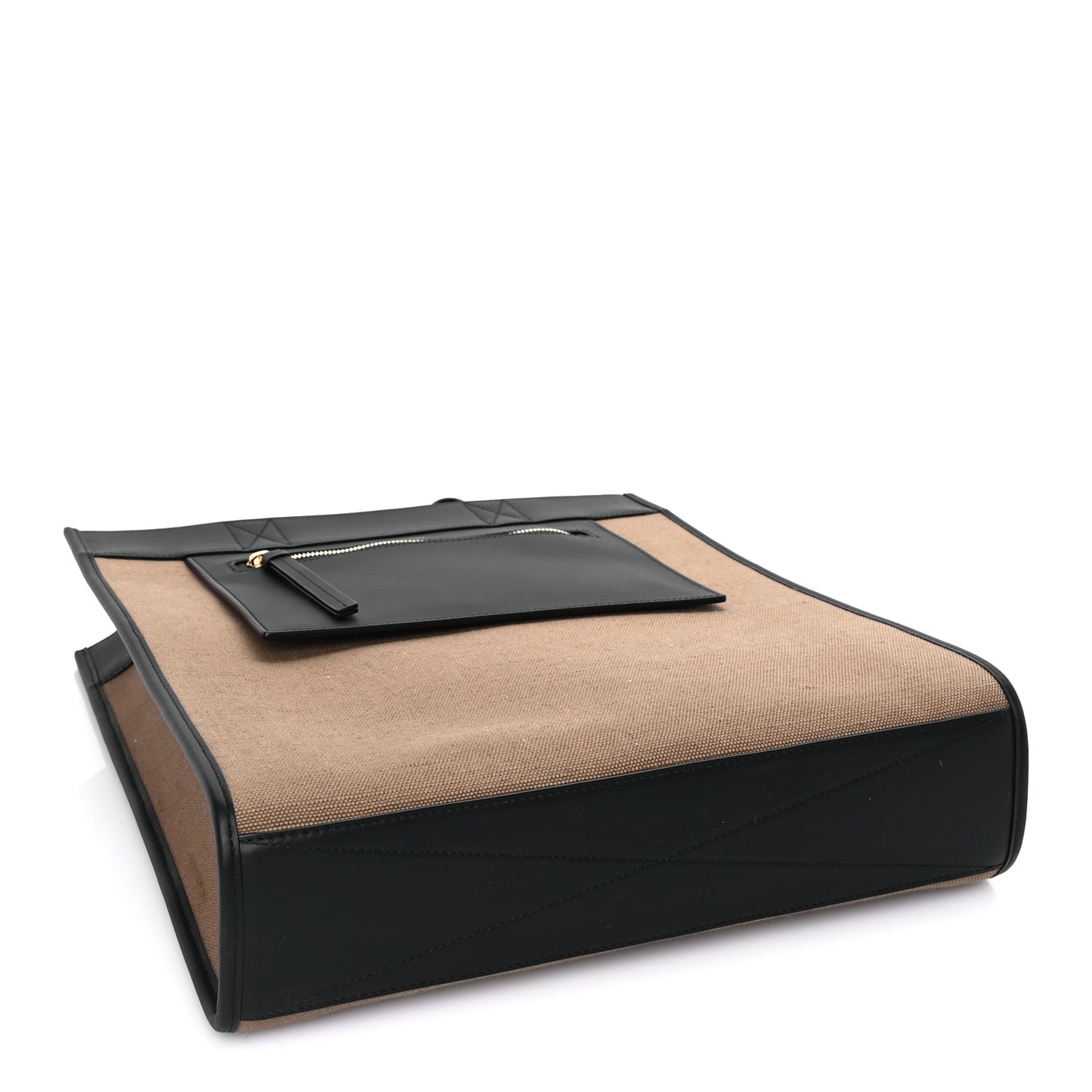 Burberry Canvas Smooth Calfskin Tote  Black Camel