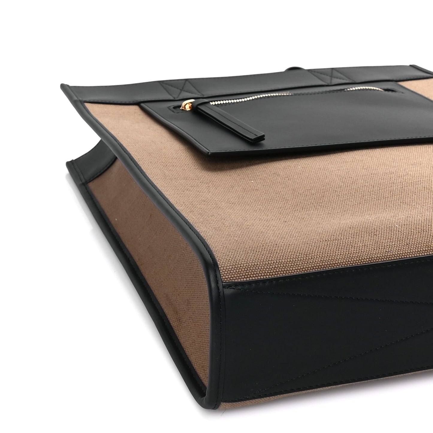 Burberry Canvas Smooth Calfskin Tote  Black Camel