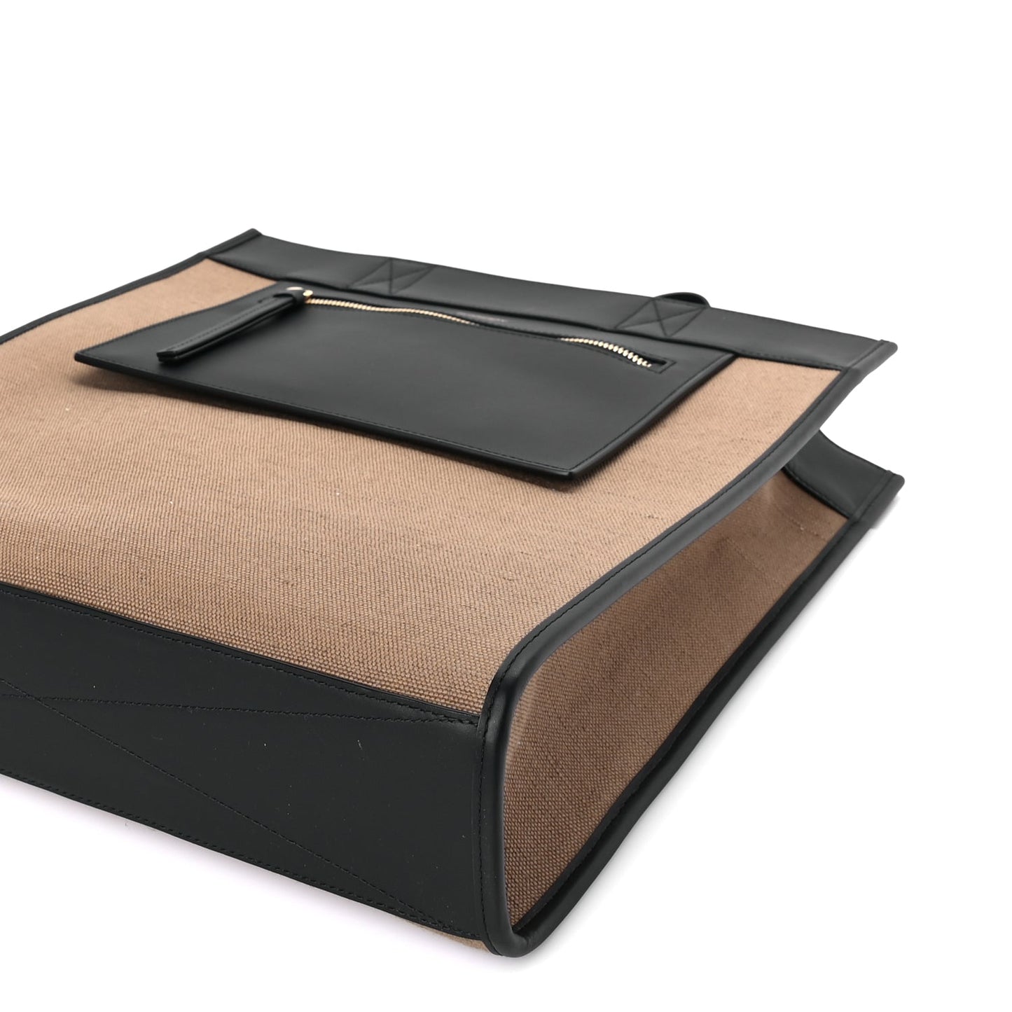 Burberry Canvas Smooth Calfskin Tote  Black Camel