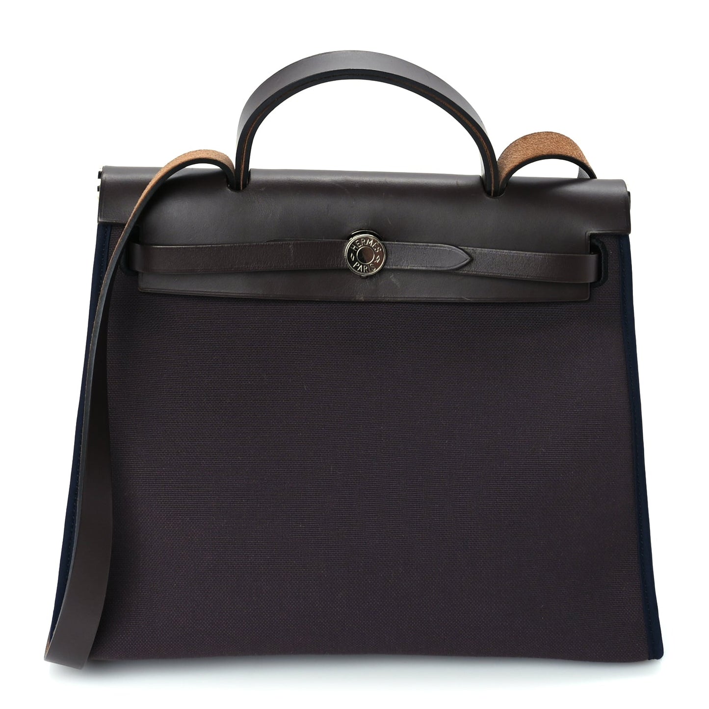 Hermes Vache Hunter Toile Herbag Zip 31 PM Cassis Ebony Indigo