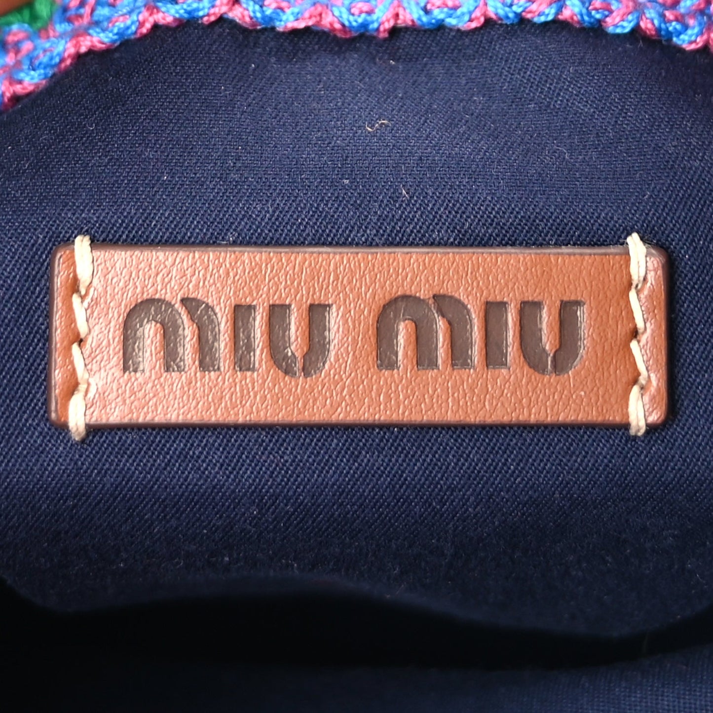 Miu Miu Fabric Crochet Drawstring Pouch  Multicolor