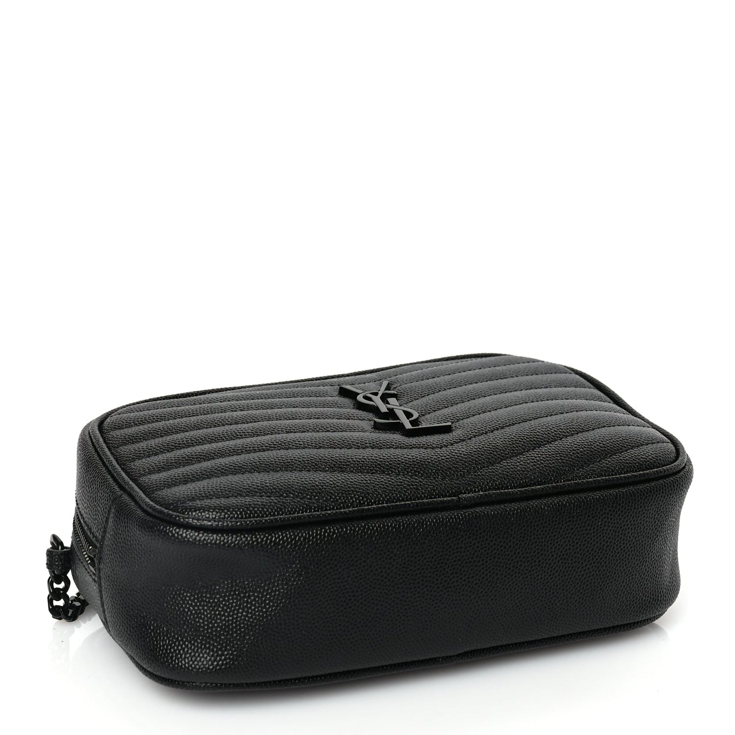 Saint Laurent Grain De Poudre Matelasse Monochrome Monogram Mini Lou Camera Bag Black