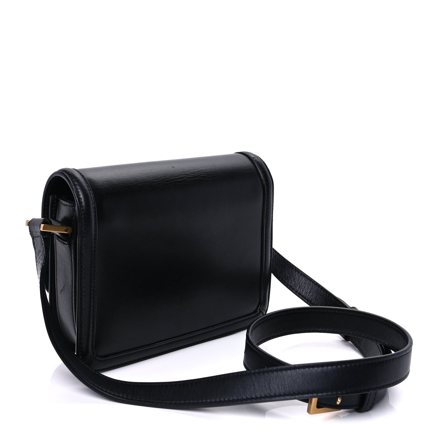 Saint Laurent Box Calfskin Monogram Medium Solferino Satchel  Black
