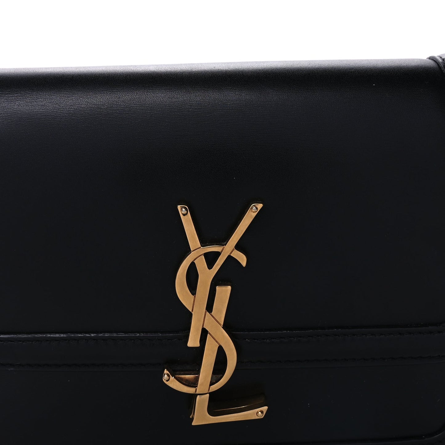 Saint Laurent Box Calfskin Monogram Medium Solferino Satchel  Black
