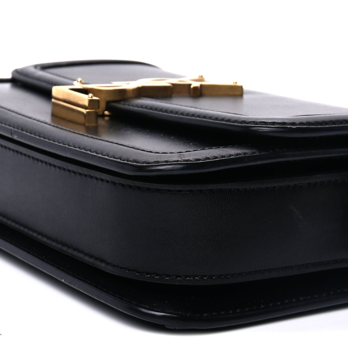 Saint Laurent Box Calfskin Monogram Medium Solferino Satchel  Black