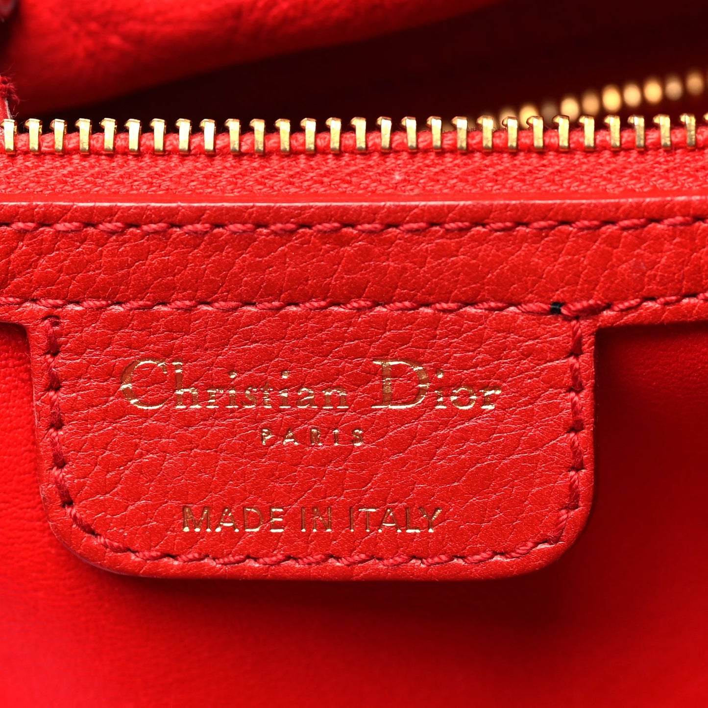 Christian Dior Calfskin Embellished 61 Tote Red