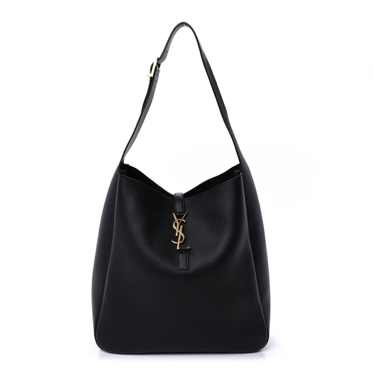 Saint Laurent Supple Calfskin Large Le 5 A 7 Soft Hobo Black