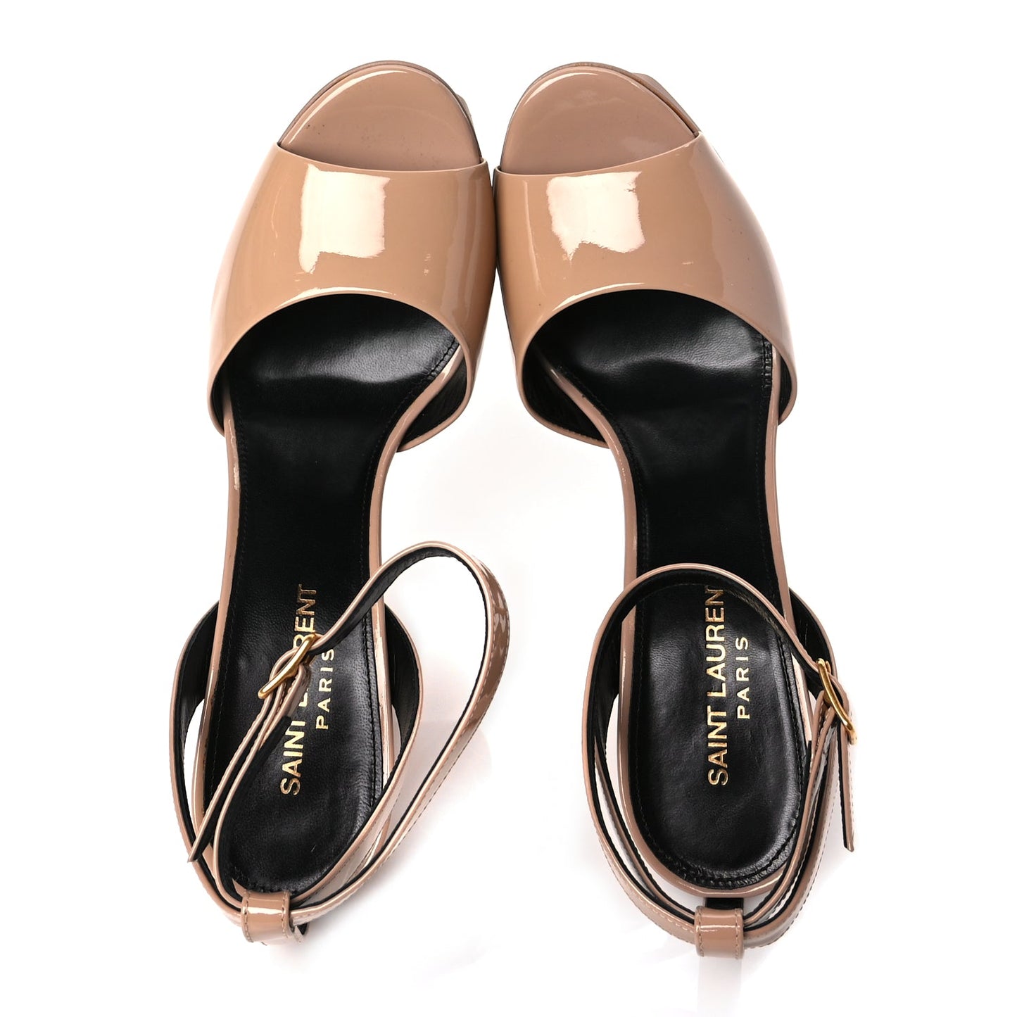 Saint Laurent Patent Tribute Lips Platform Sandals 38 Nude