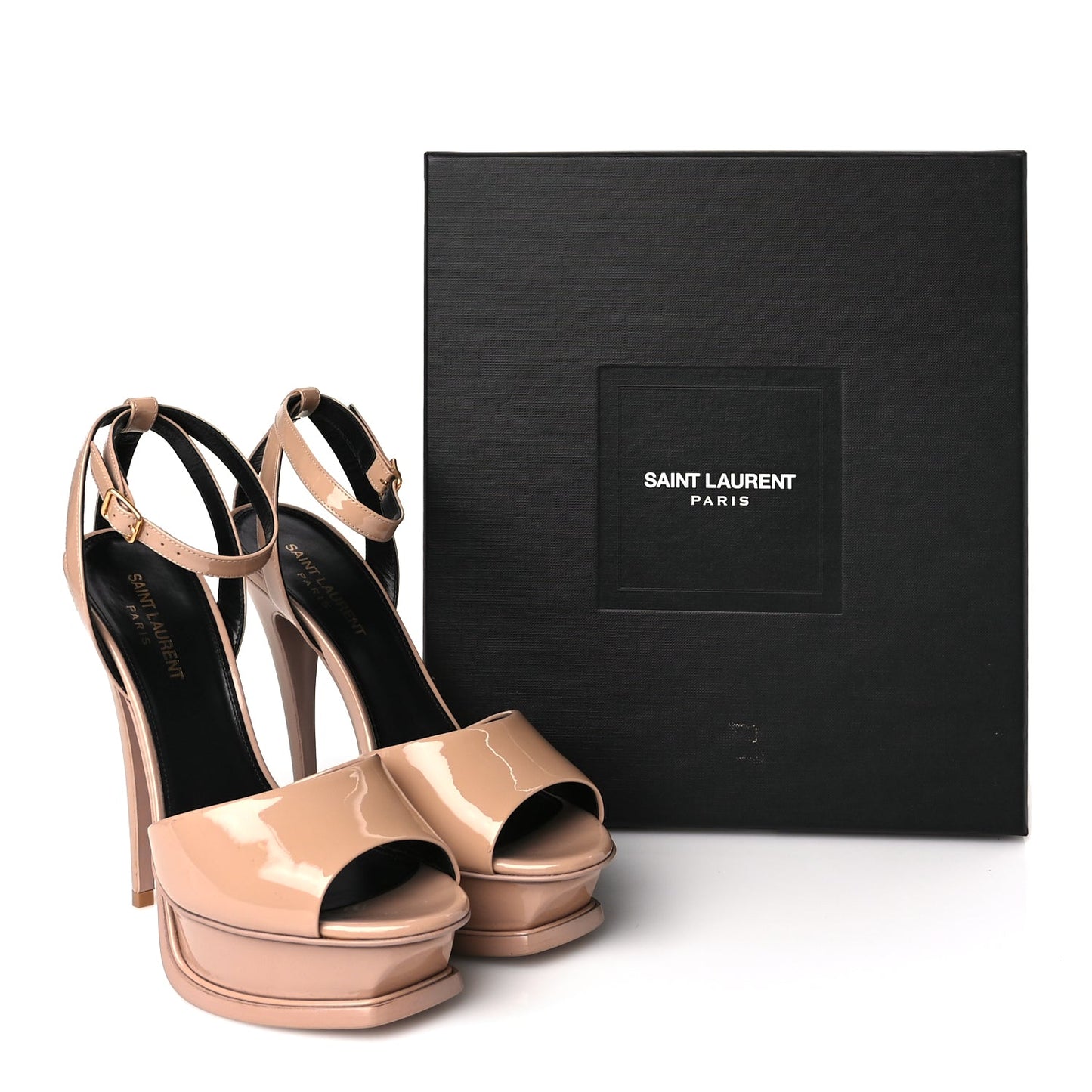 Saint Laurent Patent Tribute Lips Platform Sandals 38 Nude